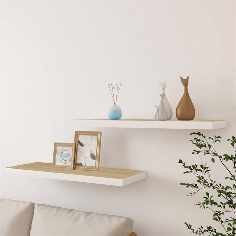 Bridgeville 2 Piece Floating Shelf, 3.8 cm H x 80 cm W x 23.5 cm D, Brown