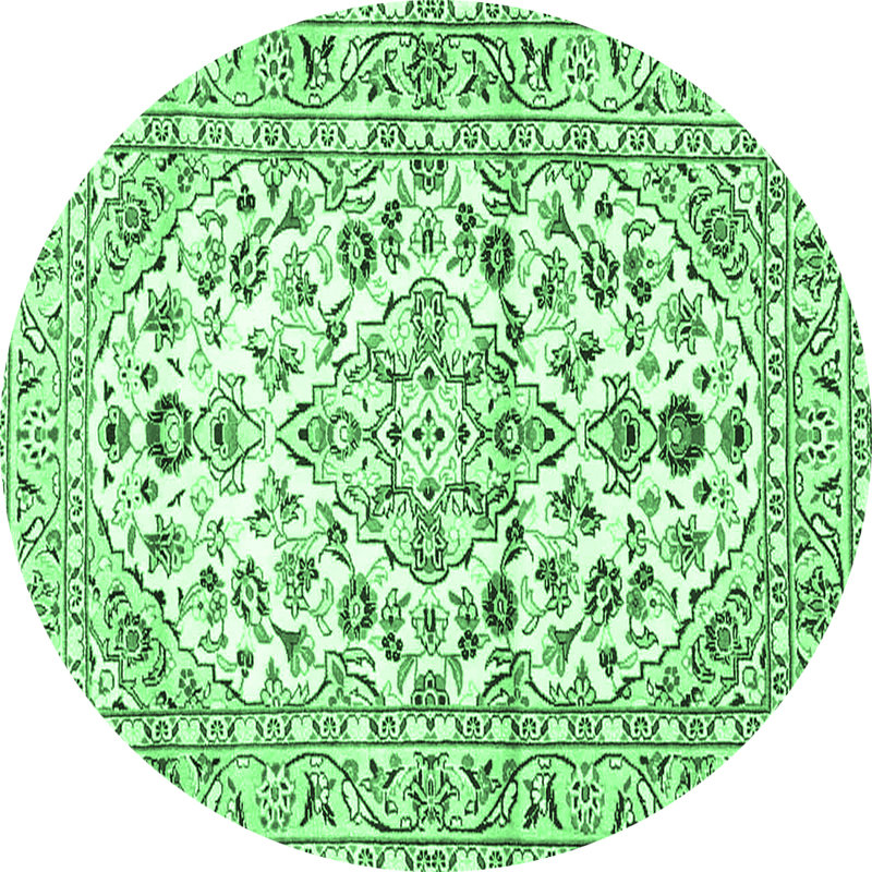 Tapis oriental en laine / polyester tissé à la machine Kelly-Jo vert émeraude / noir, Rond 4 pi