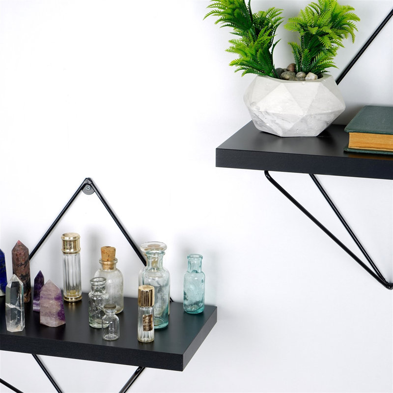 Decorative Metal Wall Shelf, Black, 11.8 x 11.8 x 5.5 Inches | 100% Metal Construction, Supports Up to 11.0 lbs | Modern Industrial Design, Perfect for Home Decor & Storage Solutions