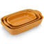 Ensemble de 3 plats de cuisson rectangulaires en céramique (orange)