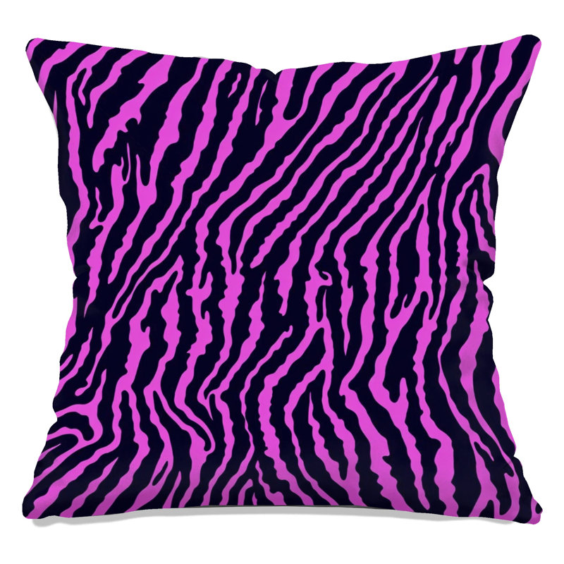 Coussins décoratifs double face à motif rayures de tigre, 14 X 14 pouces, Moyen mauve noir