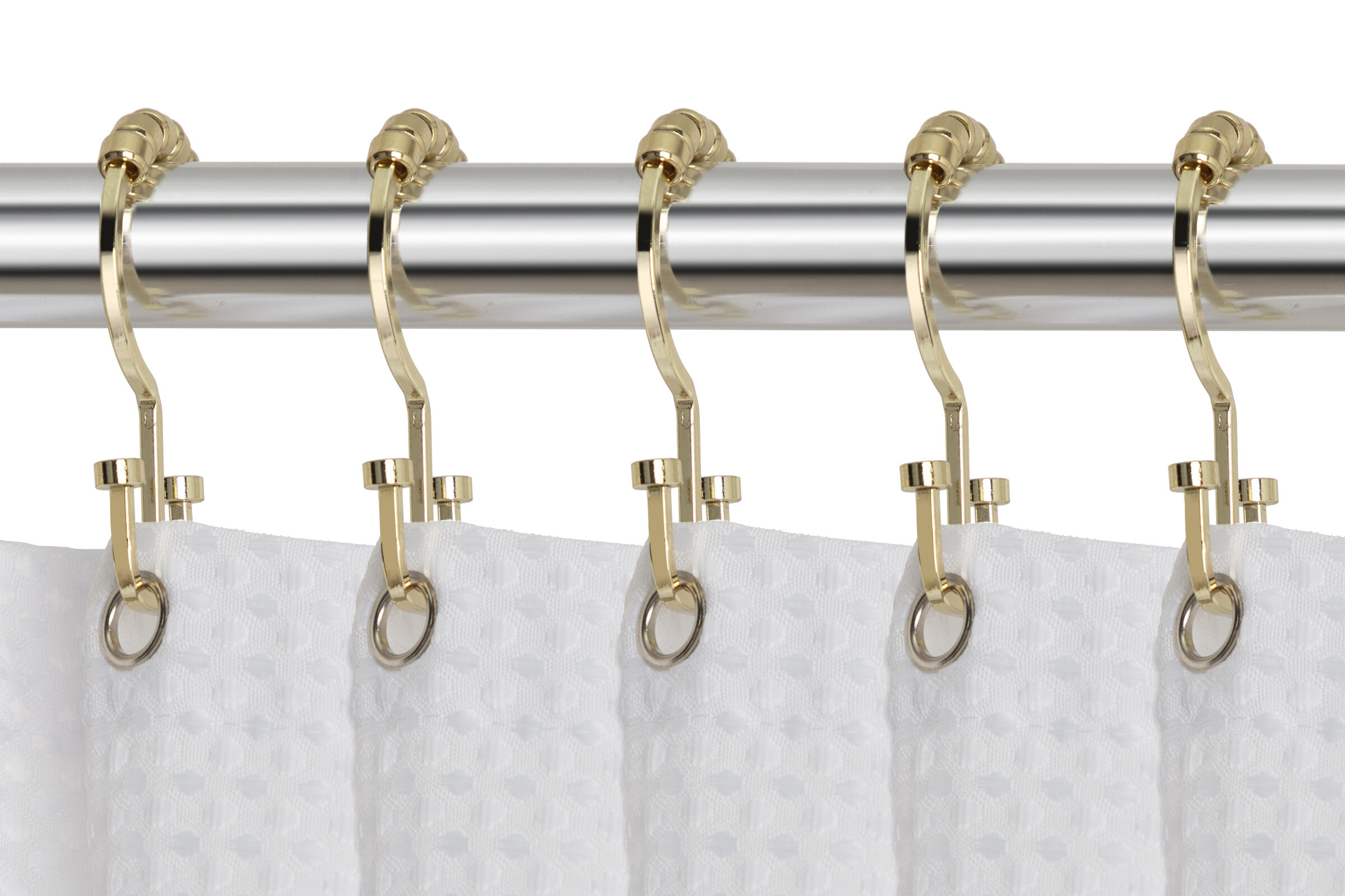 Iron Small Double Ear Shower Curtain Hooks For Bathroom, 12pcs/bag