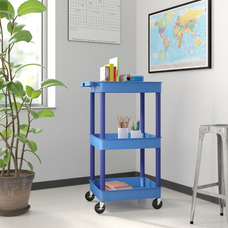 Tuffy Three Shelf Utility Cart, Blue