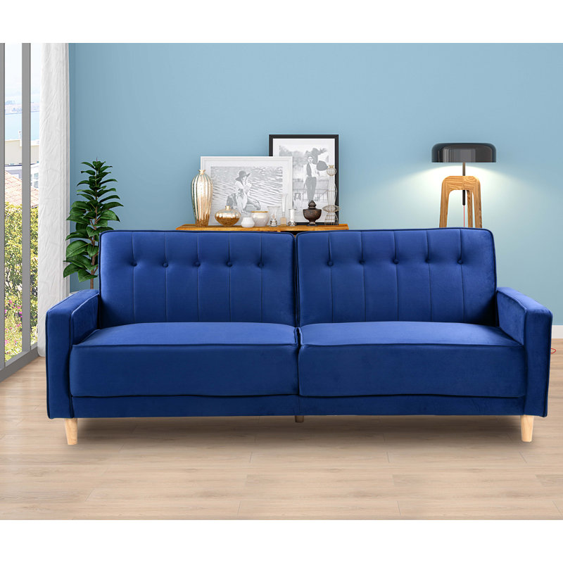 Oram 3 Seater Velvet Sleeper, Blue 