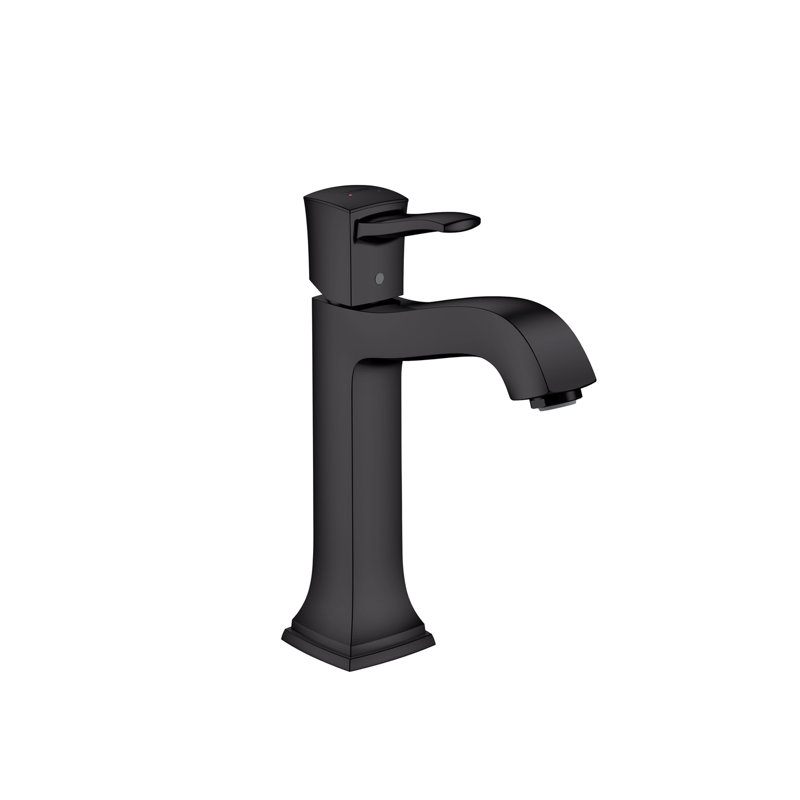 Robinet à un trou Hansgrohe Metropol Classic 160 avec ensemble de drain, 1,2 gal / min, Noir mat