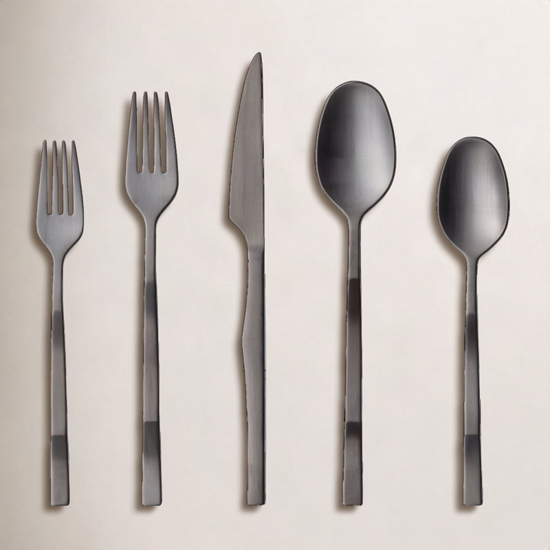 Ramo Flatware 5 Pieces, Brushed Black