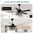 52in. Modern Crystal Ceiling Fan with Remote, Black 6-speed DC Motor Reversible Caged Ceiling Fan for Bedroom