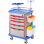 Chariot médical mobile à 5 niveaux avec 5 tiroirs et 2 poubelles bleues, chariot de rangement en PP