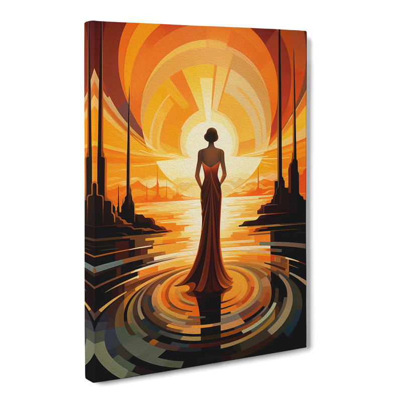Art Deco Sunset Contemporary No.2 - Wrapped Canvas, 60cm H x 40cm W x 3cm D