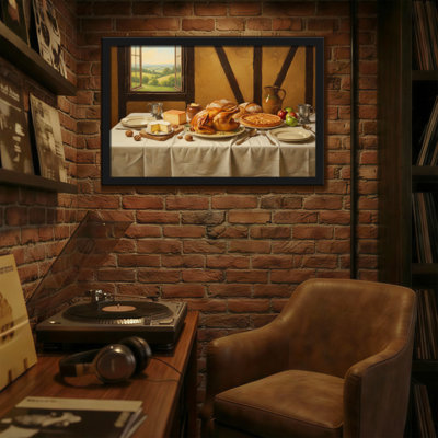Fête de la table mode nature morte avec dinde et pain