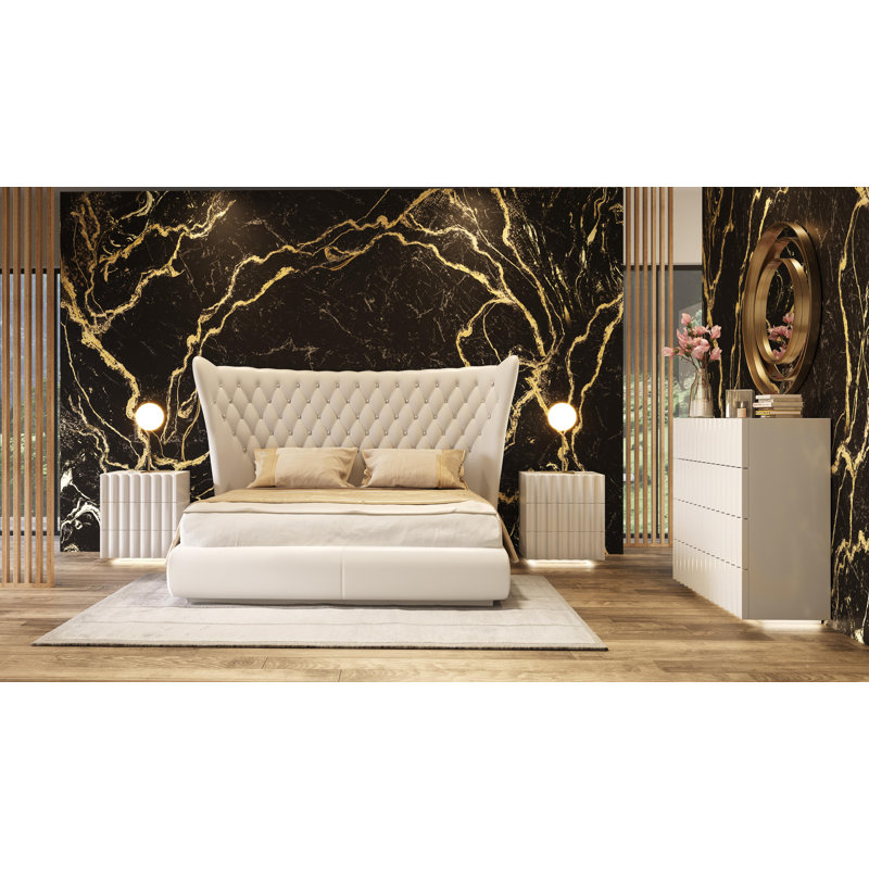 Elienai Piece Bedroom Set, Queen, 5 Pcs: Bed, 2 Nightstands, Dresser, Mirror