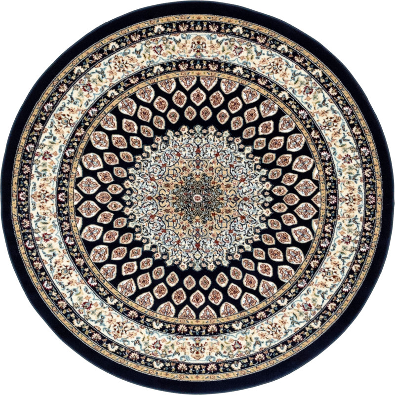 Tapis oriental bleu marine Jackson, Rond 5 pi 3 po