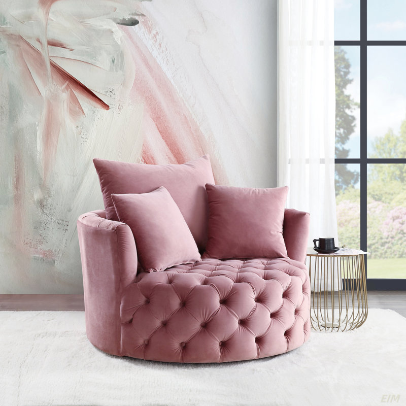 Fauteuil d'appoint pivotant Habak, Rose