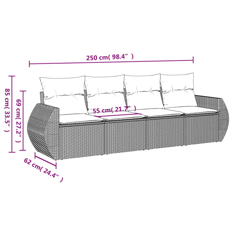Vidaxl Garden Sofa Set Black