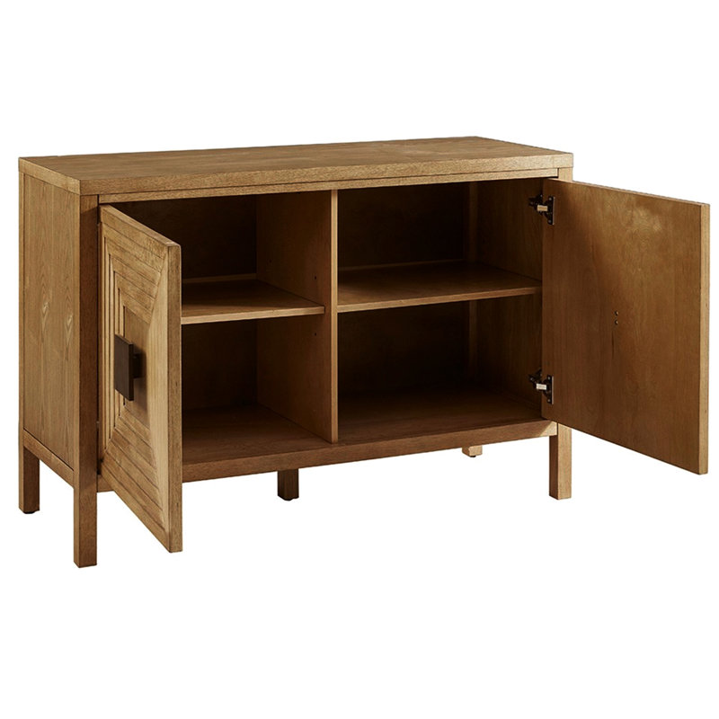 Armoire d'appoint 2 portes avec tablettes réglables - Idéal pour les tablettes d'organisation à la maison, aspect contemporain, 47,5 po de long, espace de rangement spacieux, matériau en bois massif, café foncé, fini