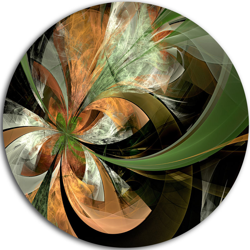 «Orange and Green Fractal Flower», impression sur métal, H 36 po x l 36 po x P 1 po