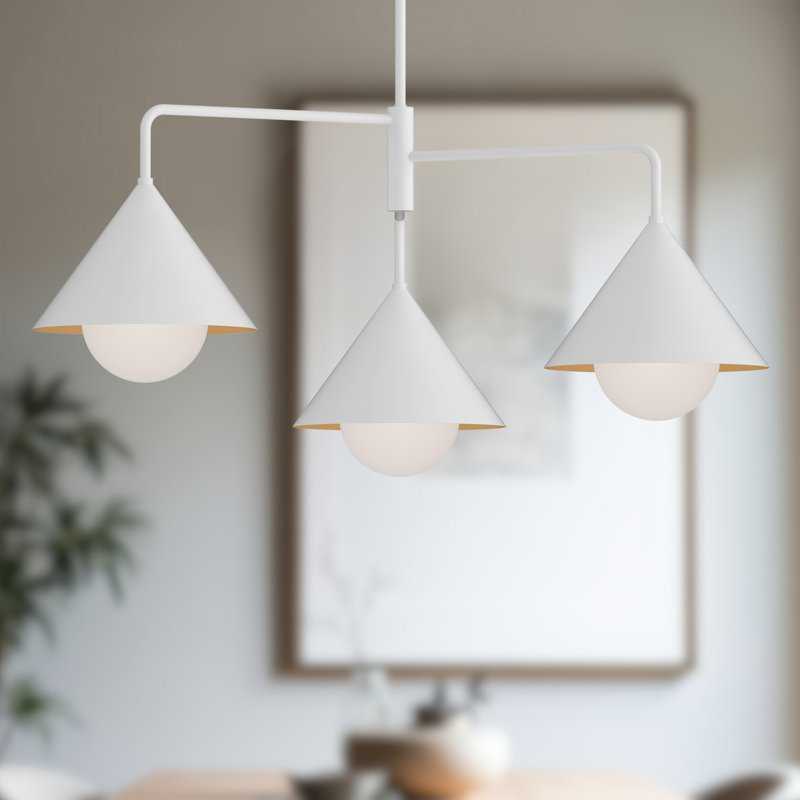 Lustre géométrique à 3 lumières Ireland, Blanc