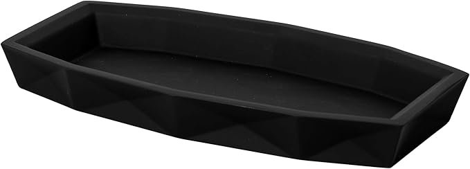 Plateau de meuble-lavabo moderne, octogonal, en polyrésine 25 x 13 x 2,5 cm, noir Soft Touch