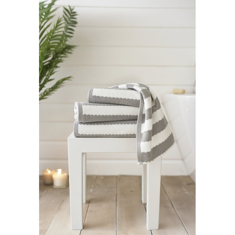 Boston Striped Towels – Vibrant, Soft & Absorbent 100% Cotton Bath Towel, Silver Striped, Bath Towel - 1 Pack