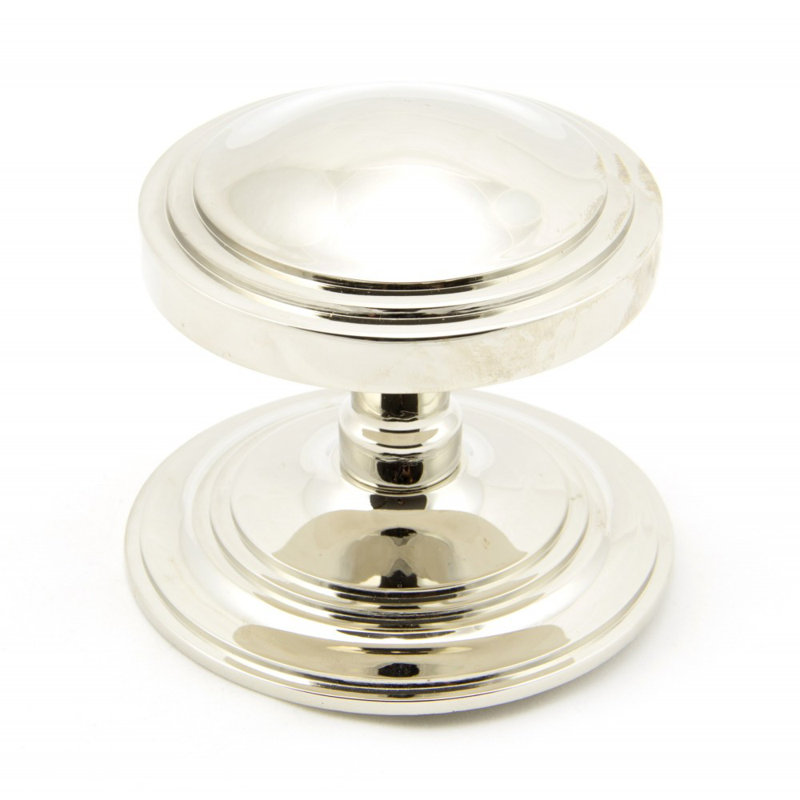 Art Deco Centre Door Knob, Polished Nickel