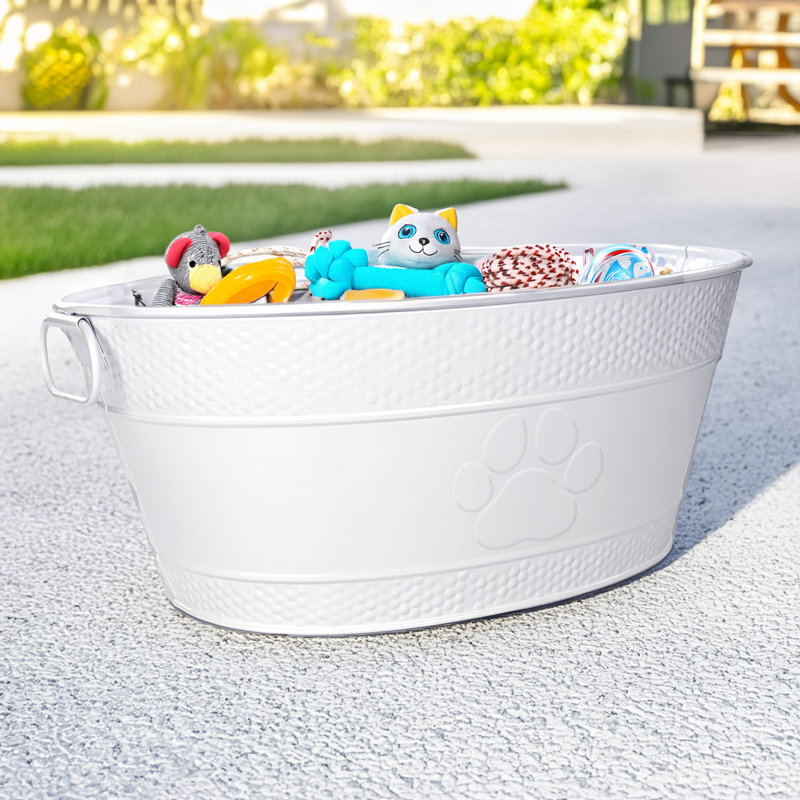 Jaw-resistant metal toy bin, H 7,5 po x l 18 po x P 10,5 po, Blanc