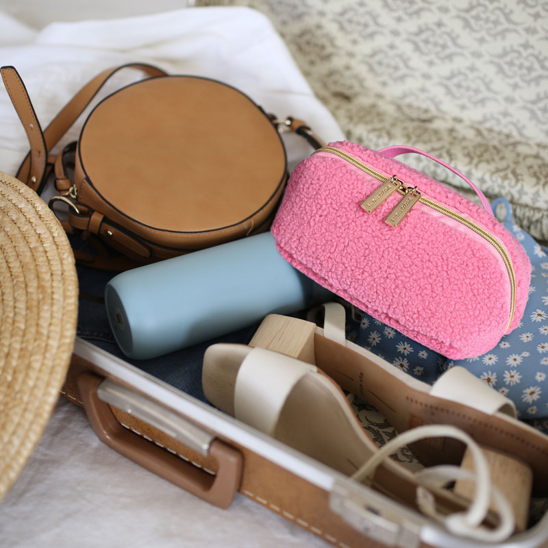 Organisateur de maquillage en flanelle Athulya, Rose