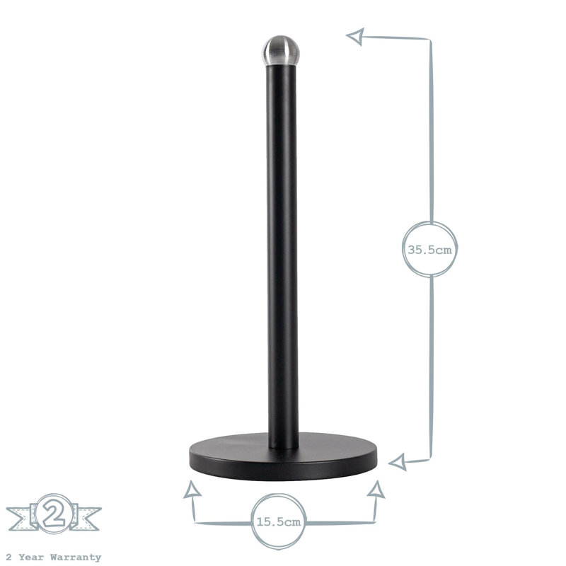 Harbour Housewares - Metal Kitchen Roll Holder, Black