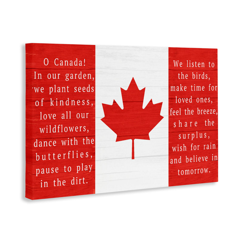Toile avec drapeau de l'hymne canadien rouge, design par Lil 'Rue, H 16 po x l 24 po