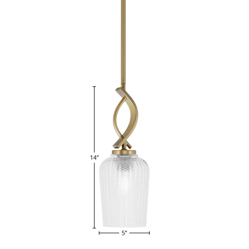 Luminaire suspendu simple à 1 lumière Unia, Clair, New Age Brass