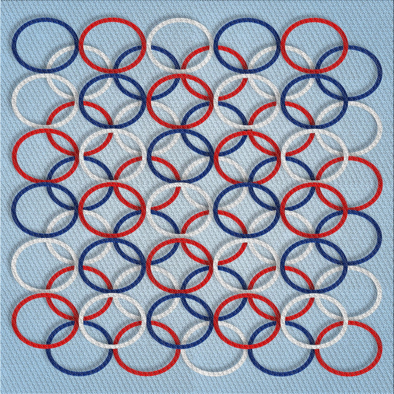 Tapis bleu à motif géométrique, Carré 6 pi