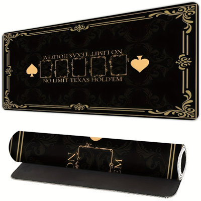 Tapis de table de poker Texas Hold'em, tapis de jeu en caoutchouc lisse - Conception antidérapante de haute qualité, motif de bordure noire et jaune, lavable à la machine et durable, convient au divertissement à la maison et au bureau - 11,81 po x 27,