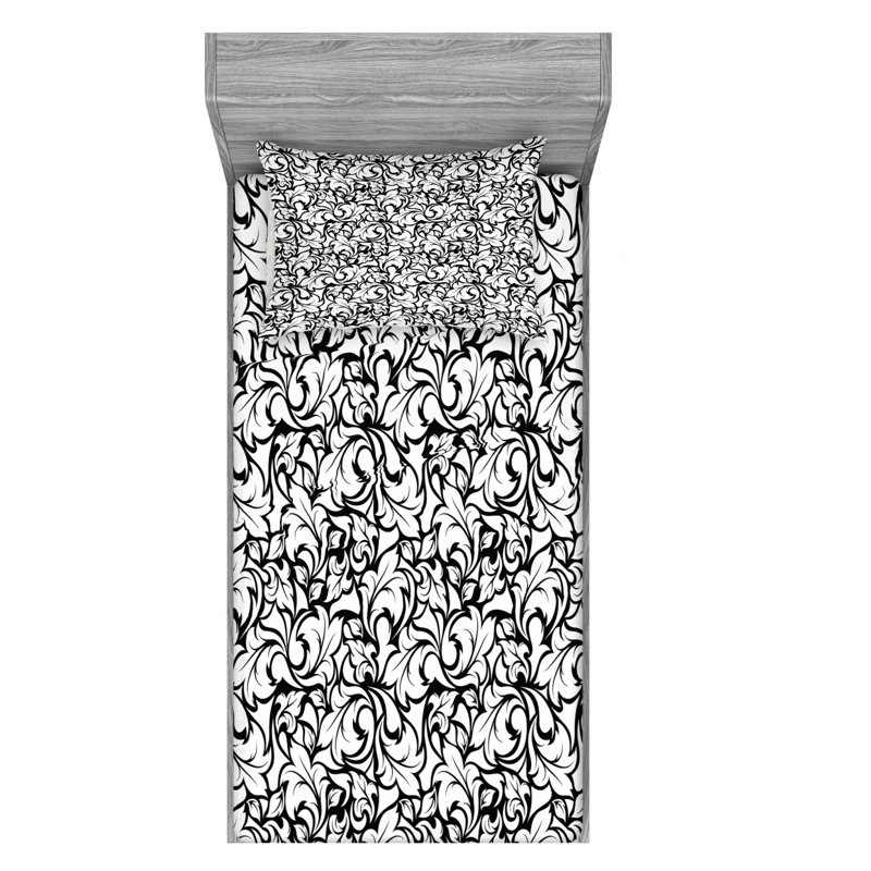 Microfiber Floral Sheet Set, Twin Sheet Set with Fitted Sheet