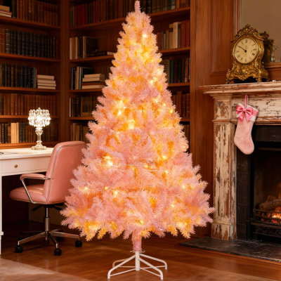Arbre de Noël artificiel avec branches réalistes, lumières DEL chaudes et pointes
