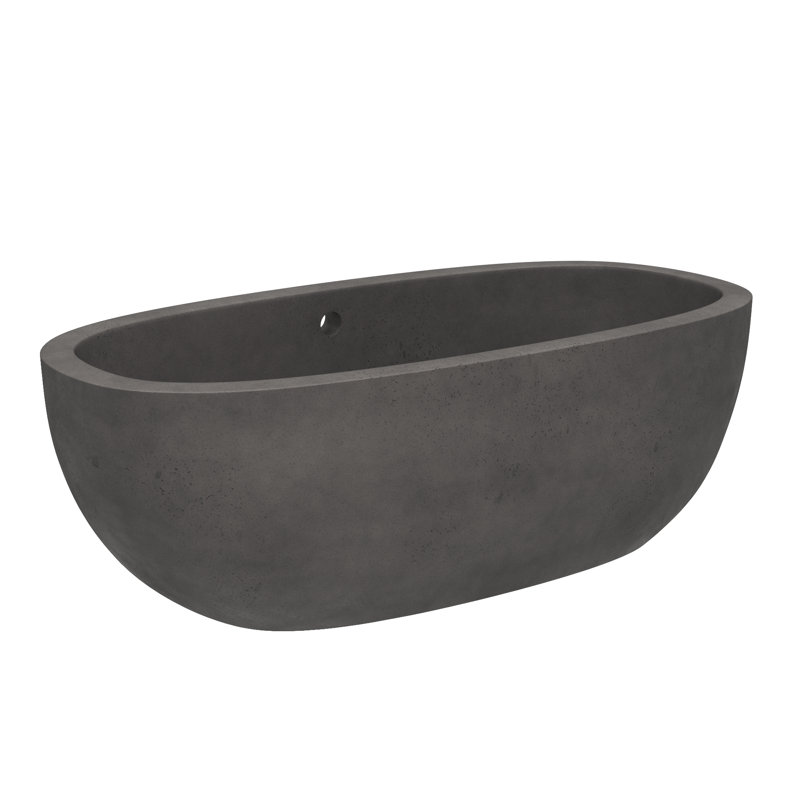 Avalon NativeStone Freestanding Soaking Cement Bathtub, Slate, 23" H x 36" W x 72" L