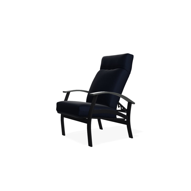 Chaise de patio inclinable avec coussins Askar, Noir texturé, Mélange indigo, Graphite classique P30