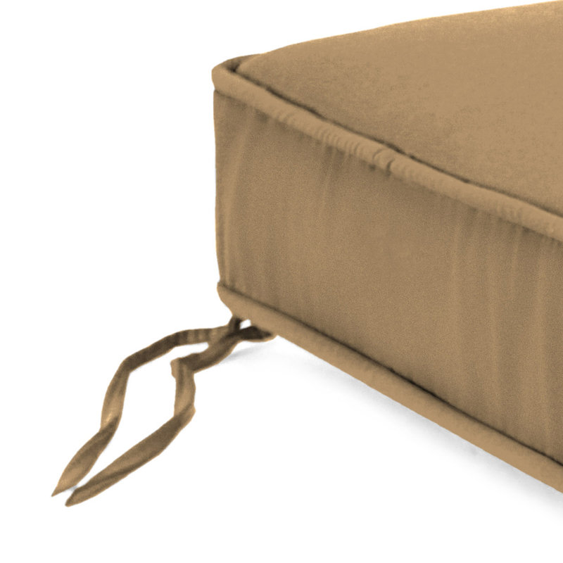 Sunbrella 23" x 22" Outdoor Deep Seat Cushion Set with Ties and Welt, Canvas Cocoa
