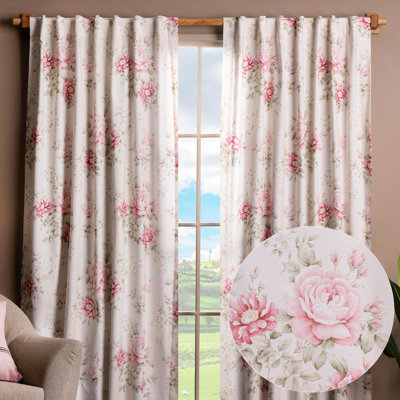 Maison d'Hermine Newbury - Rose Bloom 100% Cotton Set of 2 Curtain - 50" x 124"