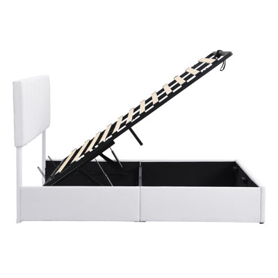 Full Size Upholstered Platform Bed With A Hydraulic Storage System - White(OLD SKU: LP000111AAK)