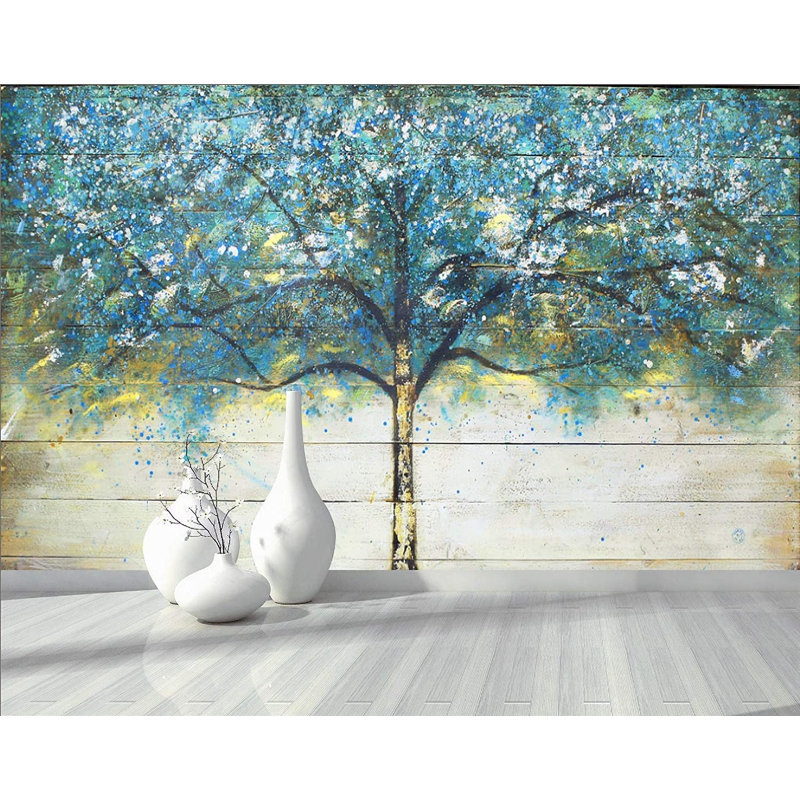 Papier peint amovible à l'huile et branches colorées, L 98,04 po x l 150 po
