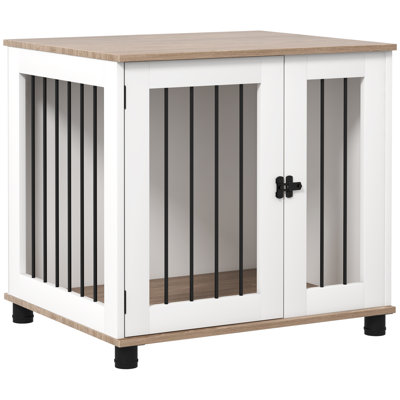 Dog Crate Furniture, Side Table Indoor Dog Kennel, End Table With Lockable Door For Small And Medium Dogs, Walnut Brown,wood