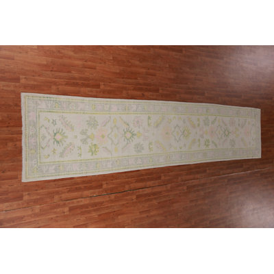Vegetable Dye Oushak Turkish Runner Rug 3x15