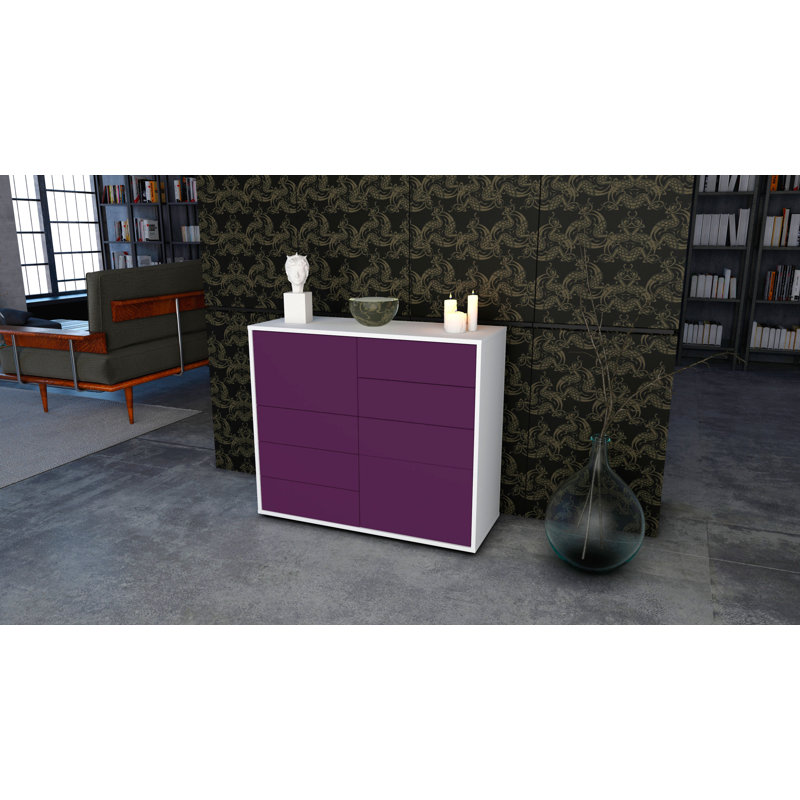 Reaon 92cm Sideboard, White/Purple