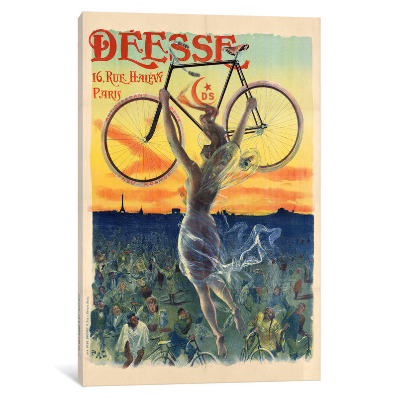 «Déesse Cycles Publicité» par Jean de Paleologu - Estampe numérique sur toile tendue avec châssis, Pas de tapis, Toile tendue