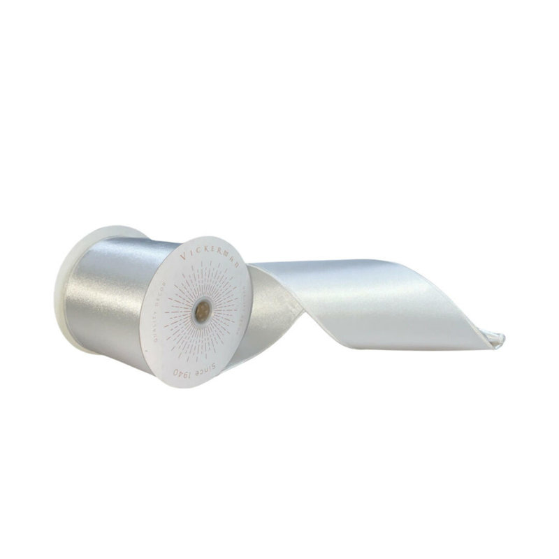 Vickerman 4"x10yd Satin Christmas Ribbon, White