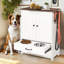 Armoire combinée de rangement et d'alimentation pour animaux - double porte, 2 bols réglables, 3 crochets à droite