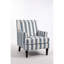 Fauteuil d'appoint de salon en rayures bleues et blanches, fauteuil rétro avec garniture cloutée, revêtement en lin rayé confortable, garniture pour la chambre, confortable