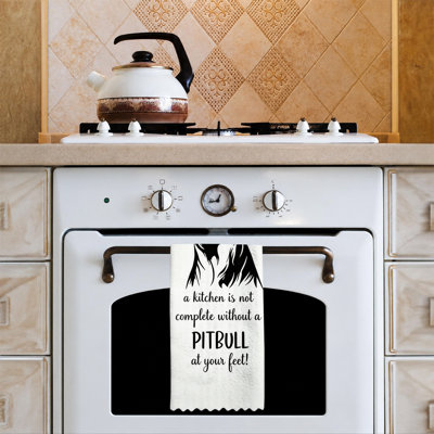  Microfiber Kitchen Towels, Absorbent Reusable Dish Cloths, Fade Resistant Decorative,16"x24",Black Pitbull Spoon Graphic