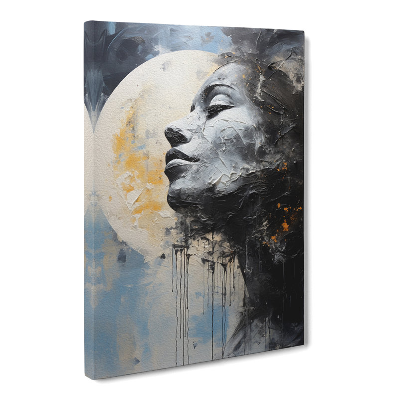 Moon Gestural Art No.2 - Wrapped Canvas, 76cm H x 50cm W x 3cm D