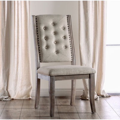 Chaise d'appoint capitonnÃ©e Marra, couleur beige