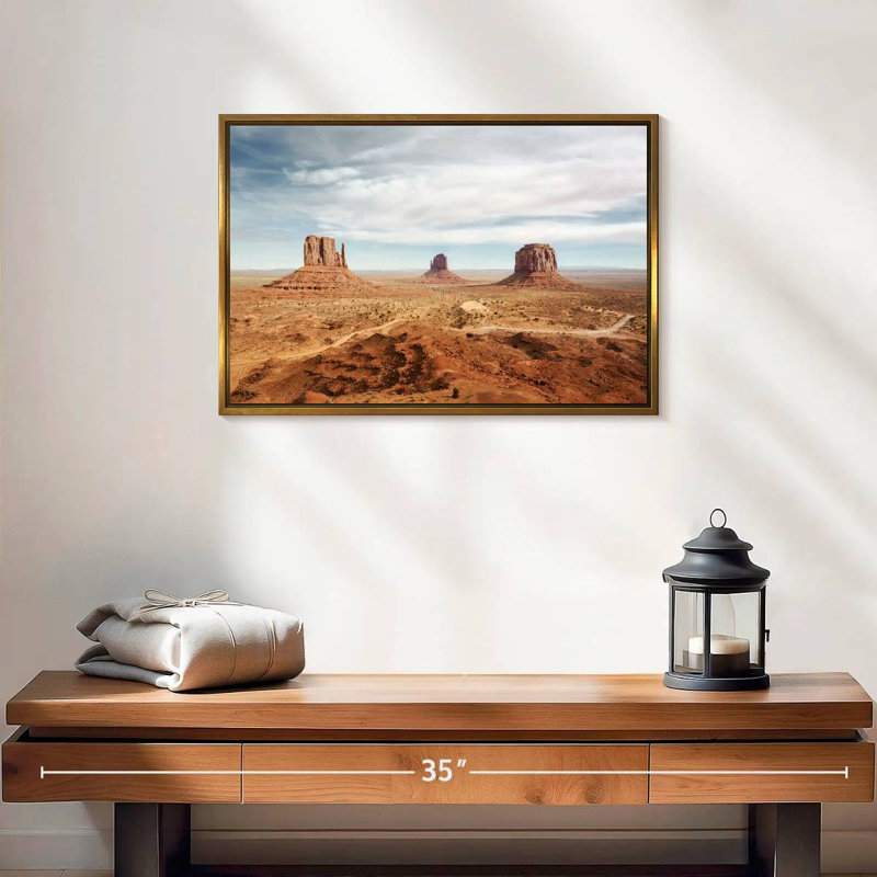 Arizona Monument Valley, 19 po x 13 po, Cadre flottant doré